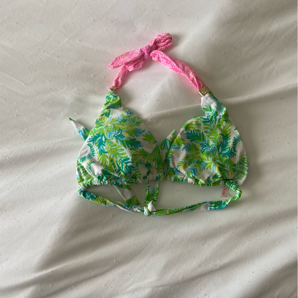 Lilly Pulitzer Pink and Green Bikini Halter Style